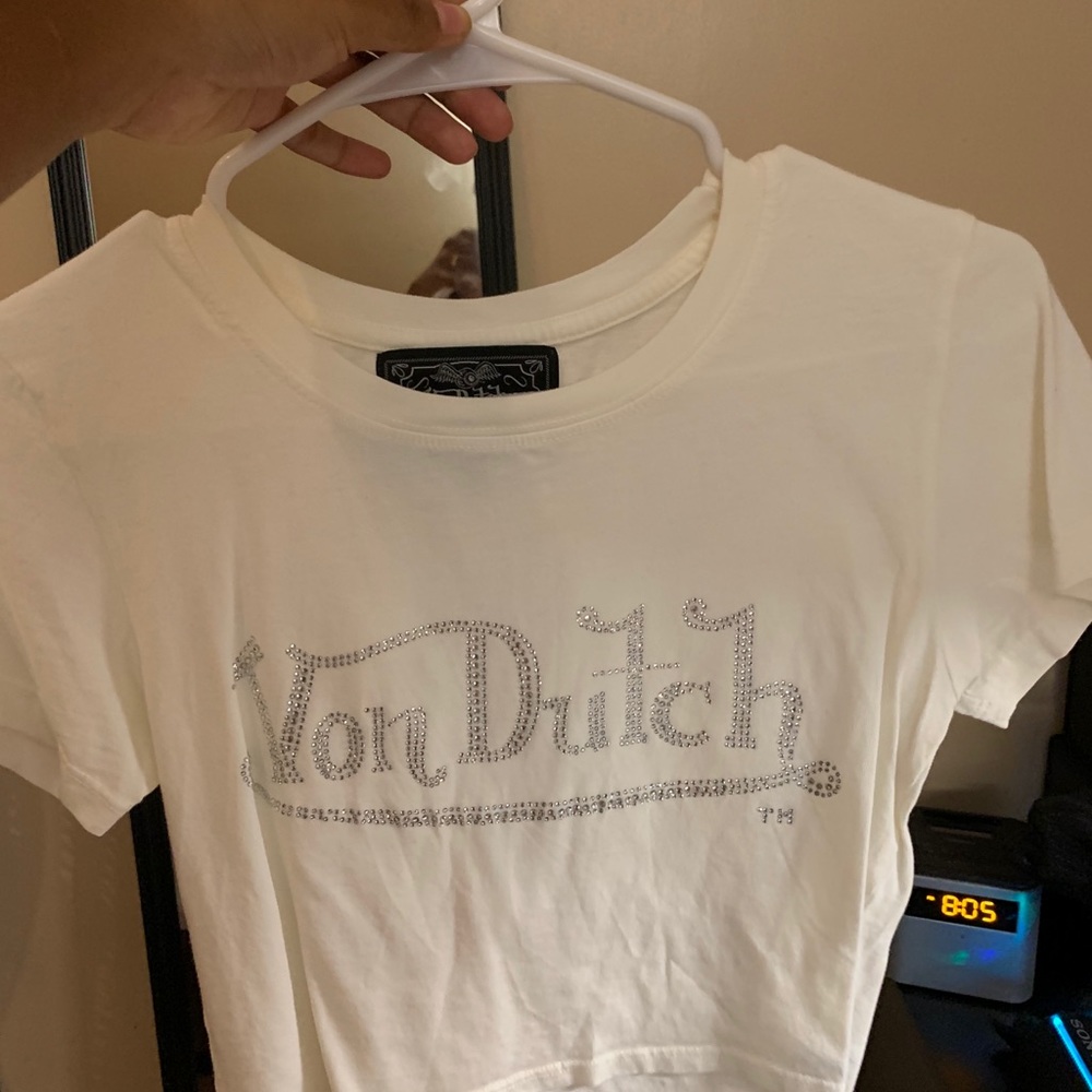 WHITE Von Dutch cropped tee